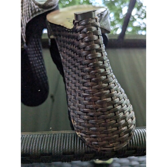 BCBG Paris Shoe Women's Sz 9.5/39.5 Brown Crocodile Pattern Wood Woven Wedge - Picture 7 of 12